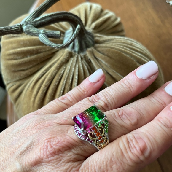 🍉 Emerald Cut Watermelon Quartz Ring 😍 - Picture 6 of 9